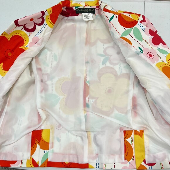 Harve Benard Vintage Retro Floral Blazer Jacket Orange Yellow Pink - Women's 6 P - Picture 3 of 10